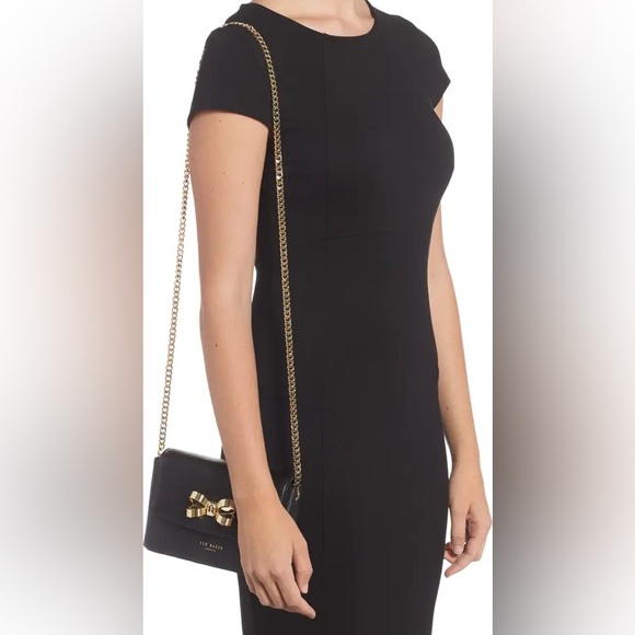 Ted Baker - Black Crossbody with Gold Chain and Gold Bow - Picture 4 of 8